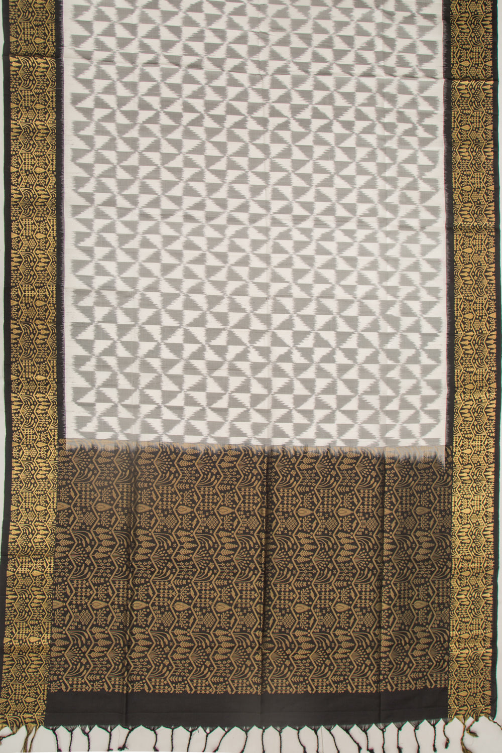 Coimbatore Silk Ikat White Saree