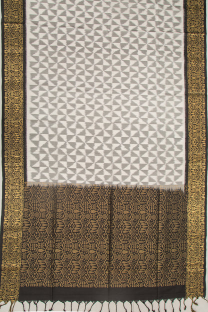 Coimbatore Silk Ikat White Saree
