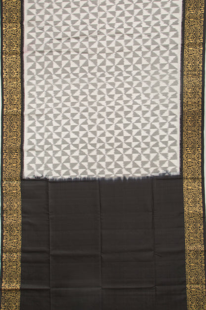 Coimbatore Silk Ikat White Saree