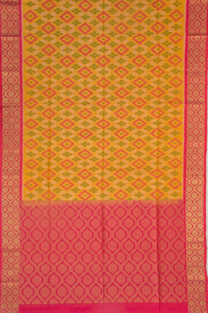 Coimbatore Silk Ikat Mustard Yellow Saree