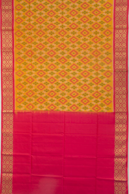 Coimbatore Silk Ikat Mustard Yellow Saree