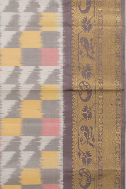 Coimbatore Silk Ikat White Saree