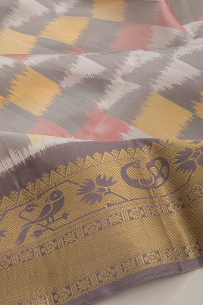 Coimbatore Silk Ikat White Saree
