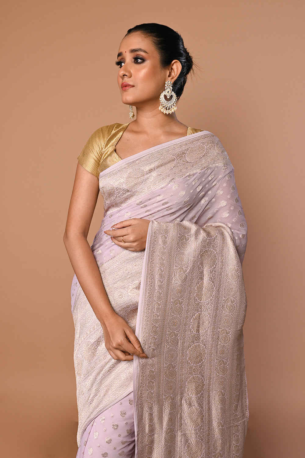 Banarasi Georgette Butta Lavender Saree