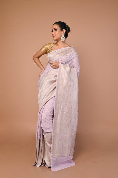 Banarasi Georgette Butta Lavender Saree