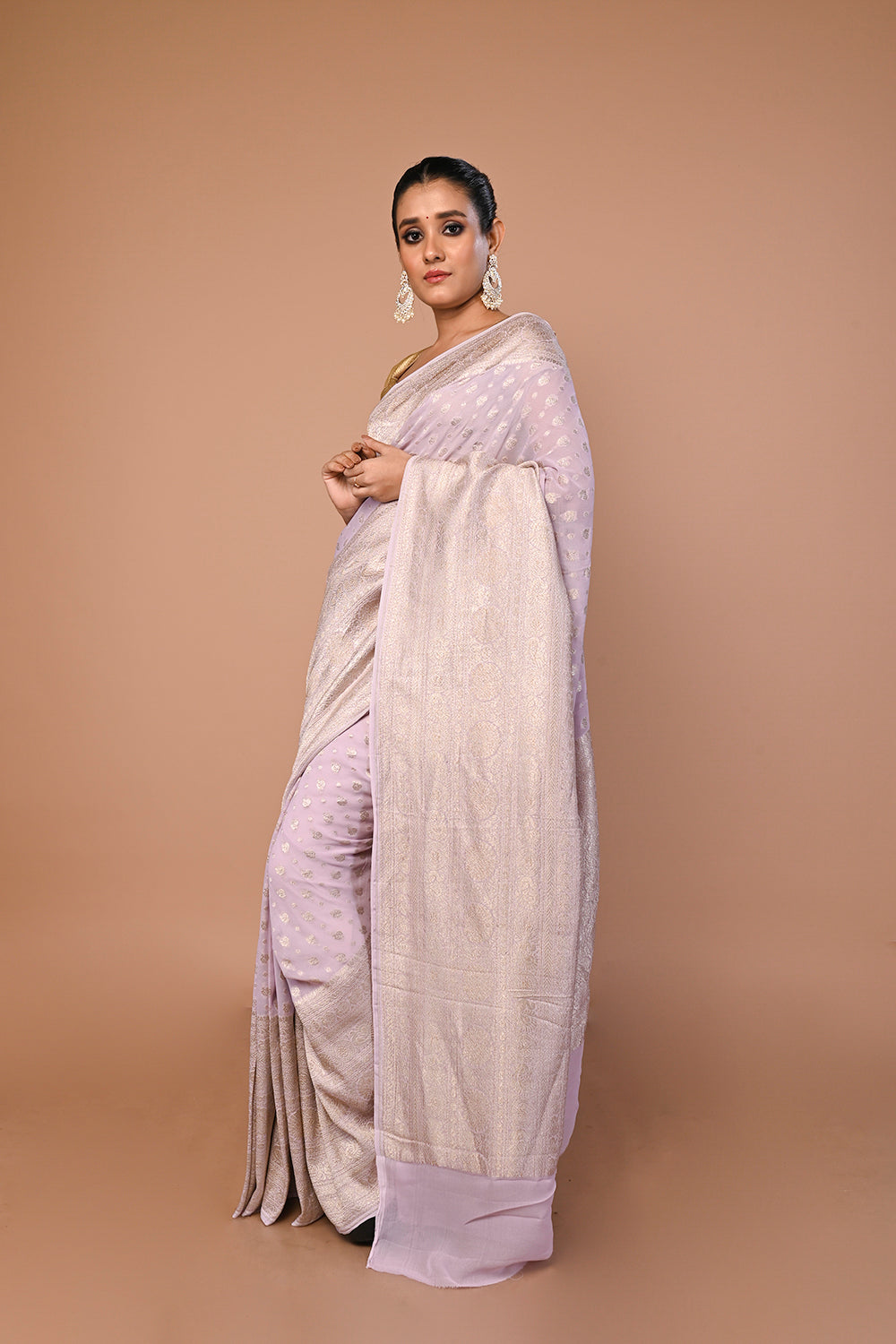 Banarasi Georgette Butta Lavender Saree