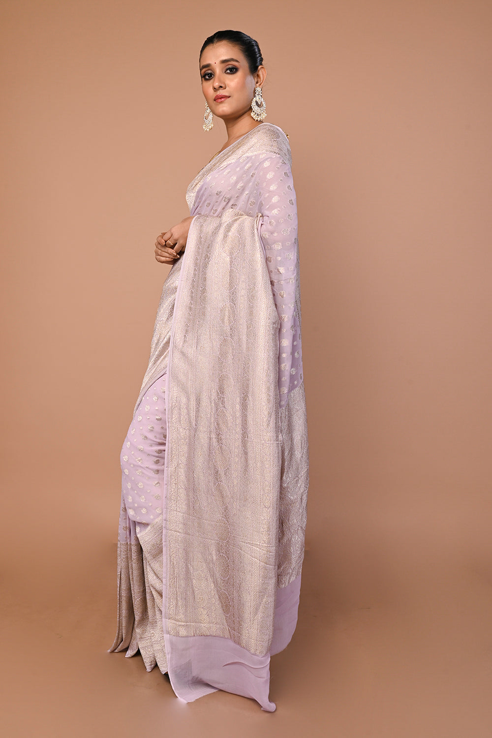 Banarasi Georgette Butta Lavender Saree