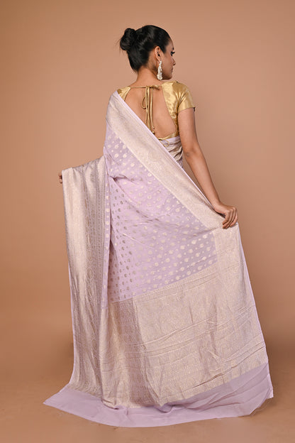 Banarasi Georgette Butta Lavender Saree