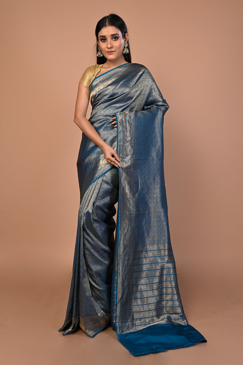 Banarasi Silk Brocade Blue Saree