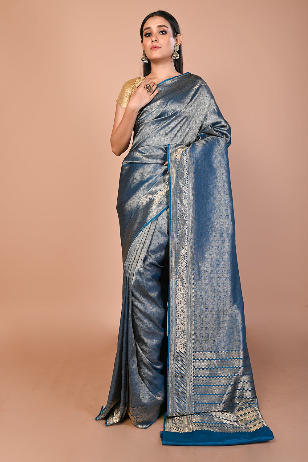Banarasi Silk Brocade Blue Saree