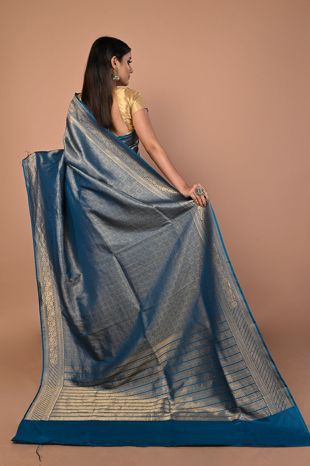 Banarasi Silk Brocade Blue Saree