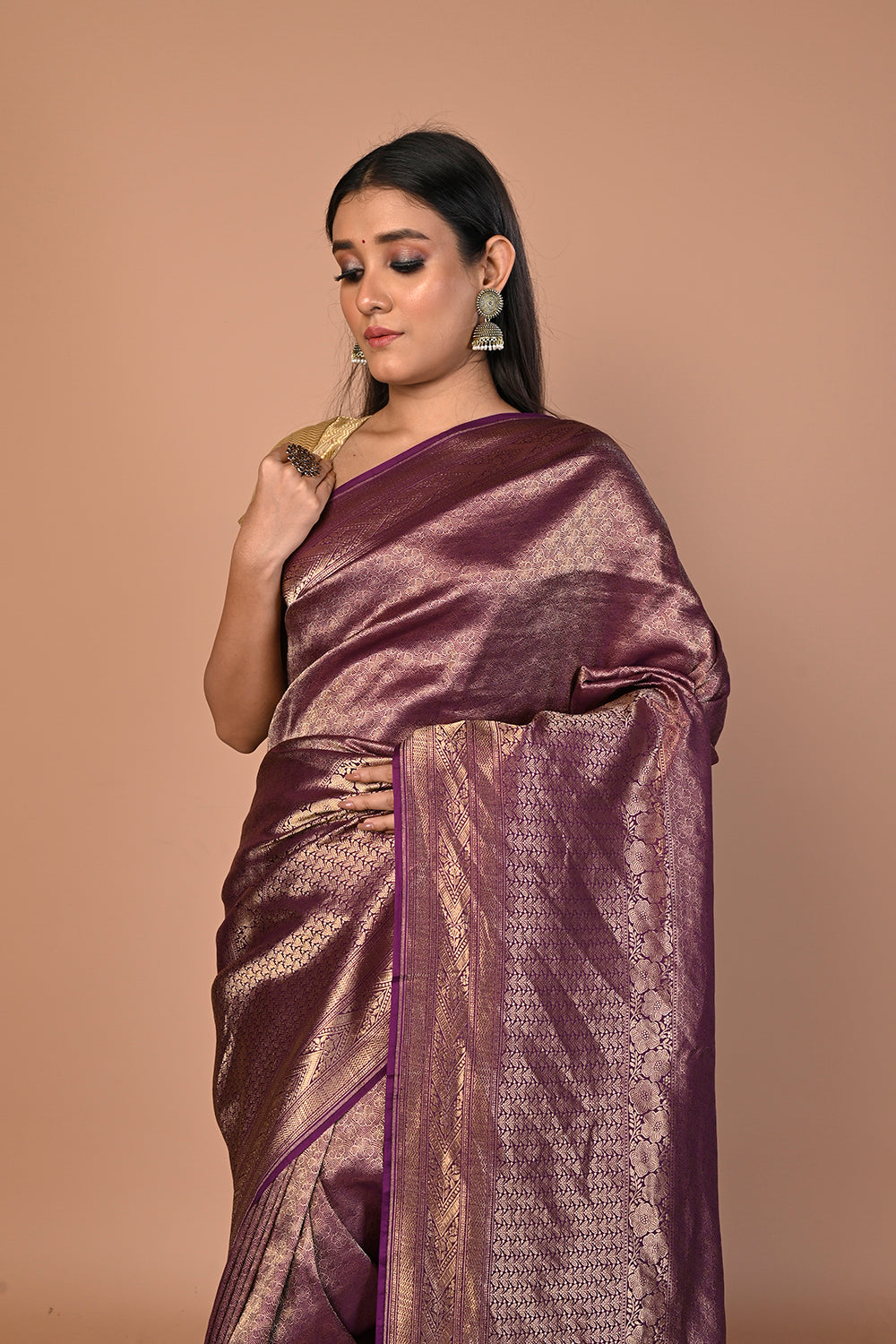 Banarasi Silk Brocade Purple Saree