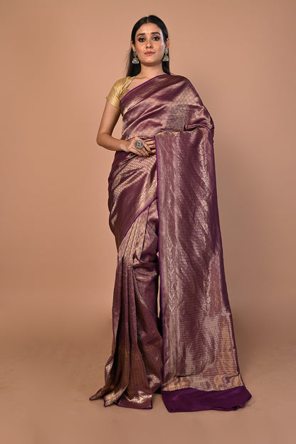 Banarasi Silk Brocade Purple Saree