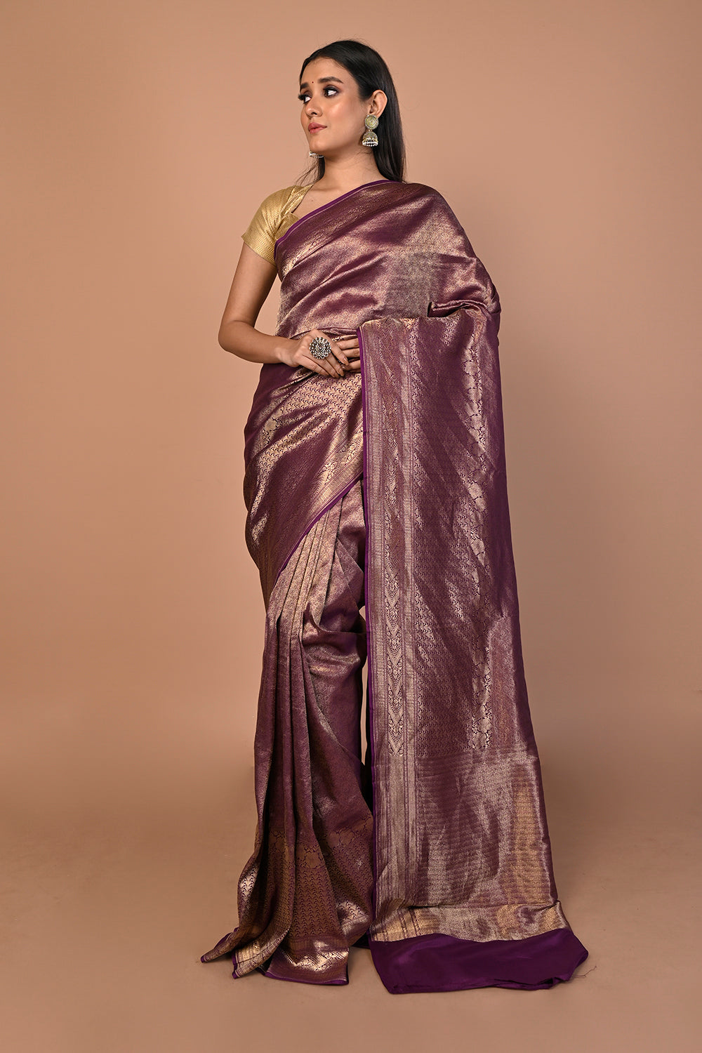 Banarasi Silk Brocade Purple Saree