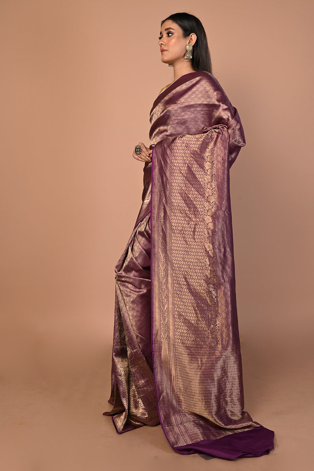 Banarasi Silk Brocade Purple Saree