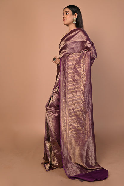 Banarasi Silk Brocade Purple Saree