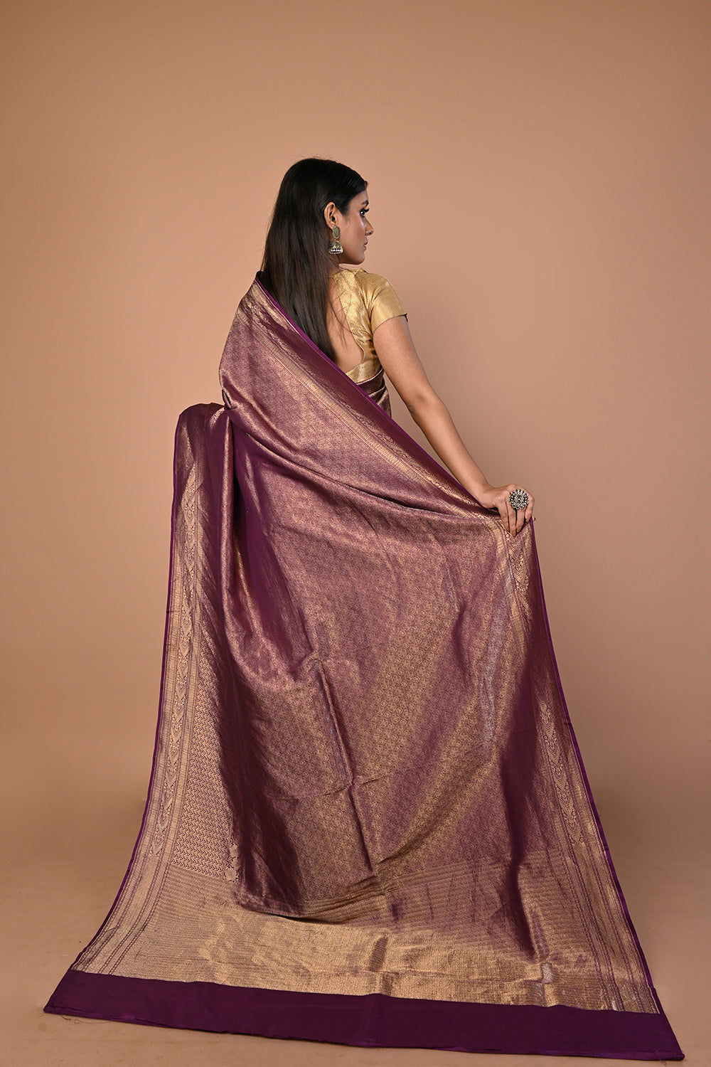 Banarasi Silk Brocade Purple Saree