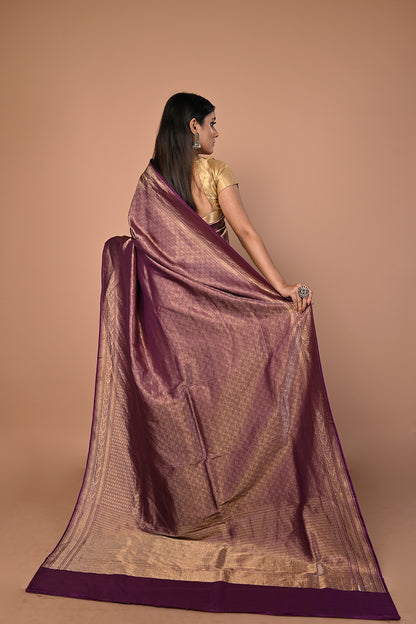 Banarasi Silk Brocade Purple Saree