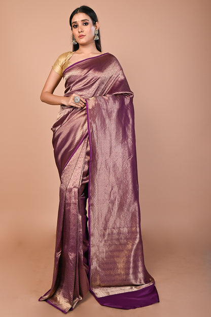 Banarasi Silk Brocade Purple Saree