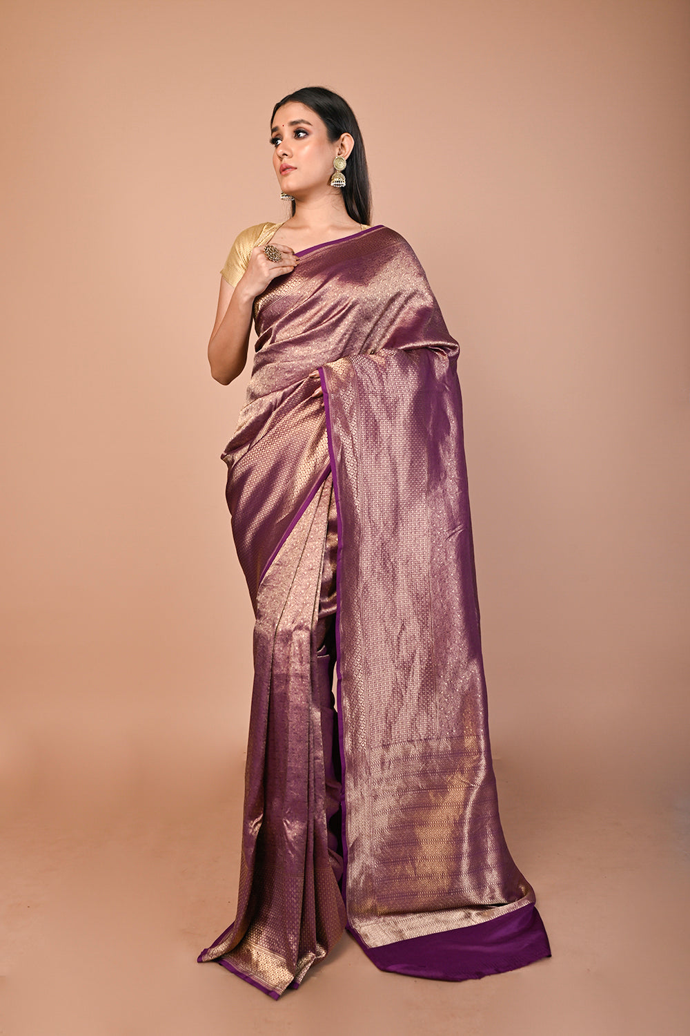 Banarasi Silk Brocade Purple Saree