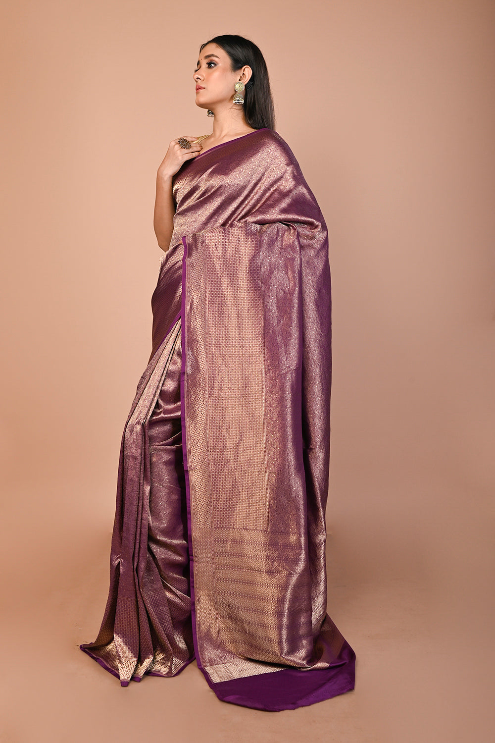 Banarasi Silk Brocade Purple Saree