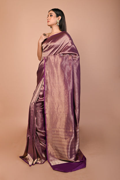 Banarasi Silk Brocade Purple Saree
