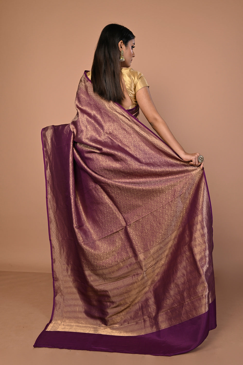 Banarasi Silk Brocade Purple Saree