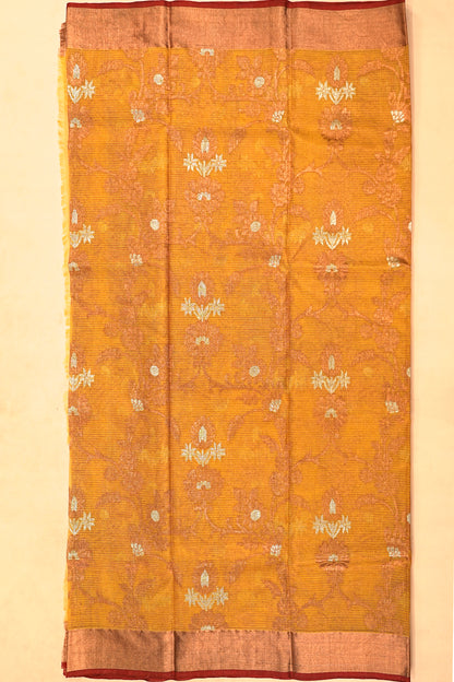 Kota Silk Tissue Jaal Yellow Saree