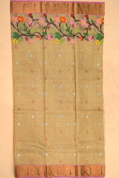 Kota Silk Tissue Butta Cream Saree