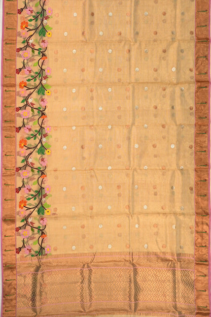 Kota Silk Tissue Butta Cream Saree
