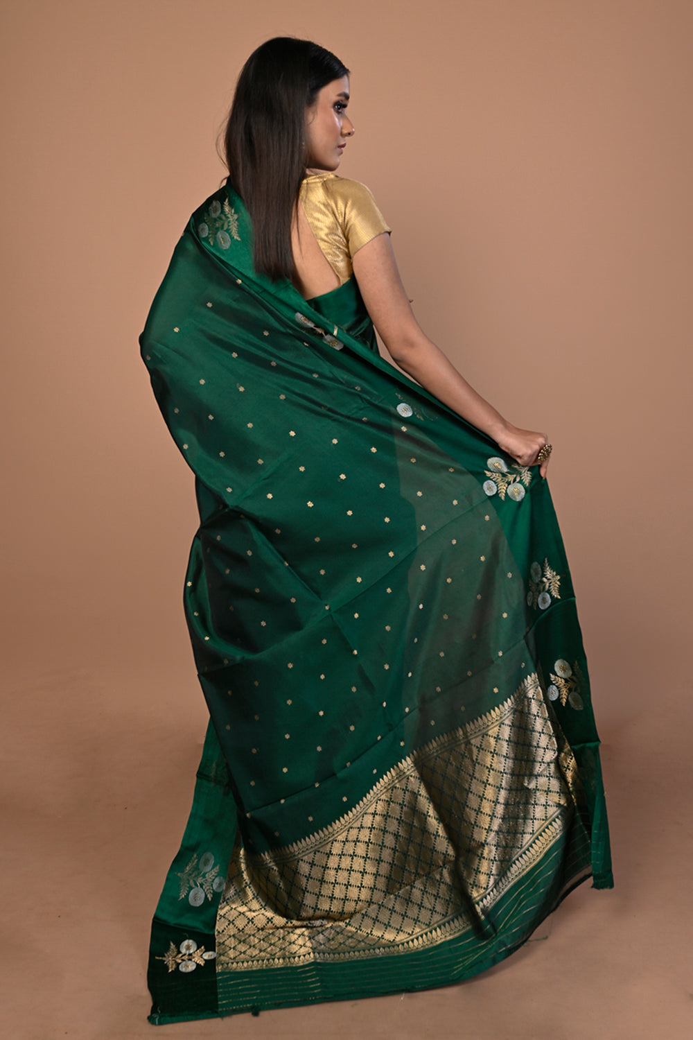 Banarasi Katan Silk Butta Green Saree