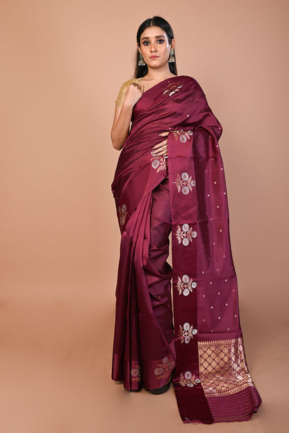 Banarasi Katan Silk Butta Purple Saree