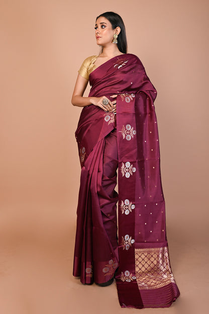 Banarasi Katan Silk Butta Purple Saree