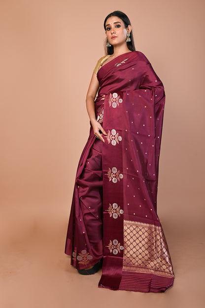 Banarasi Katan Silk Butta Purple Saree