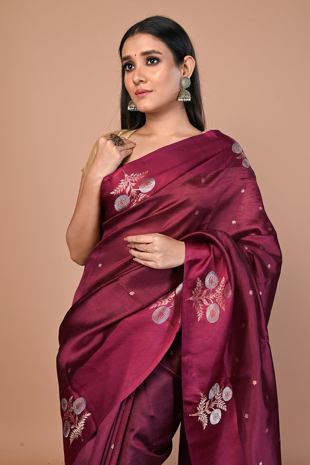 Banarasi Katan Silk Butta Purple Saree