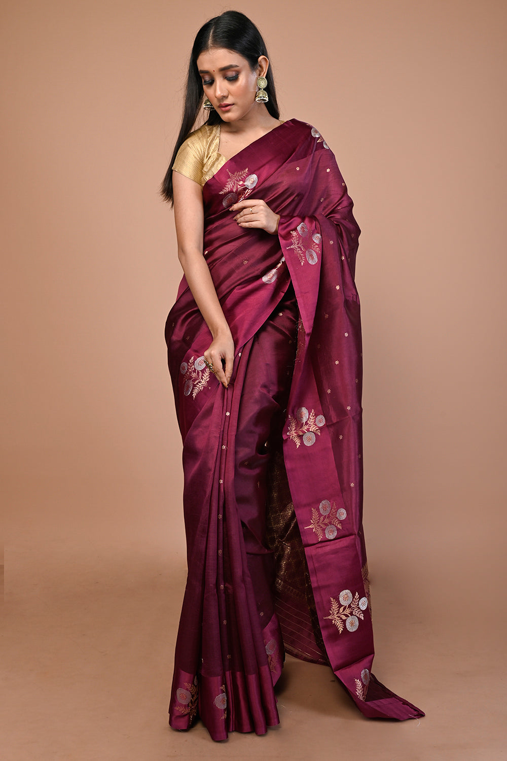 Banarasi Katan Silk Butta Purple Saree