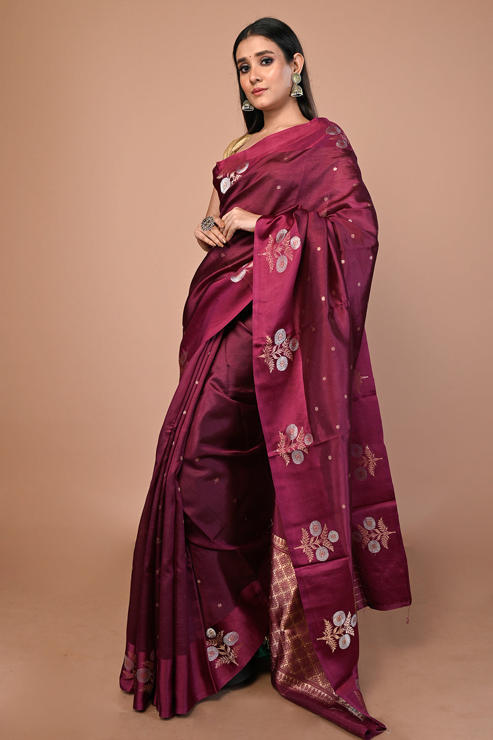 Banarasi Katan Silk Butta Purple Saree