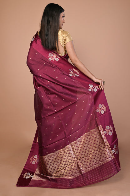 Banarasi Katan Silk Butta Purple Saree