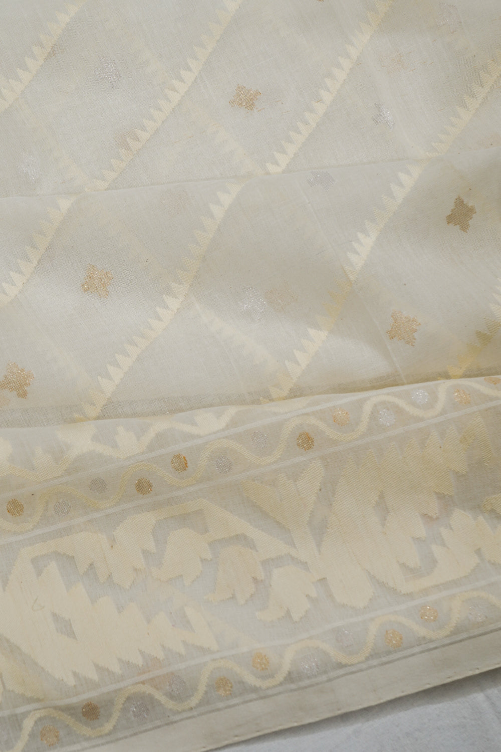 Banarasi Cotton Jamdani Swethambari White Saree