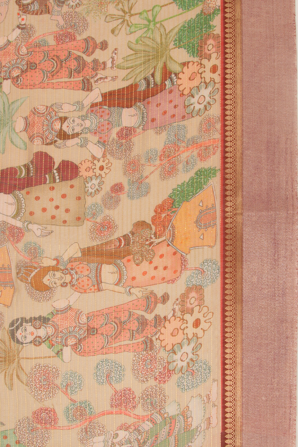 Chanderi Silk Half-n-Half Maroon And Cream Saree