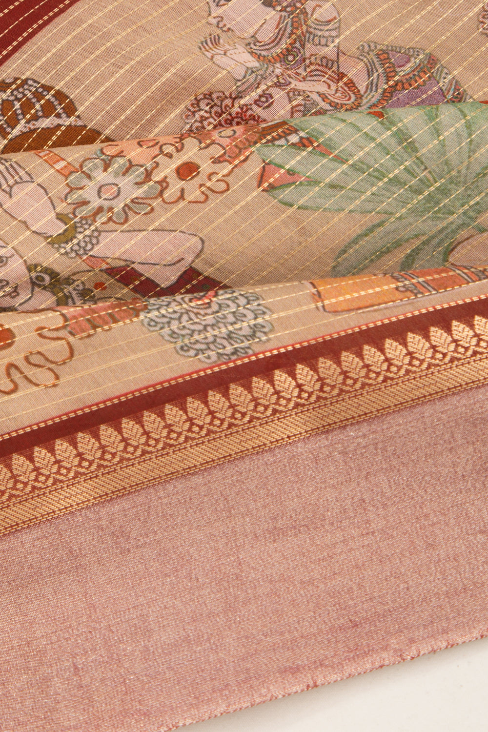 Chanderi Silk Half-n-Half Maroon And Cream Saree