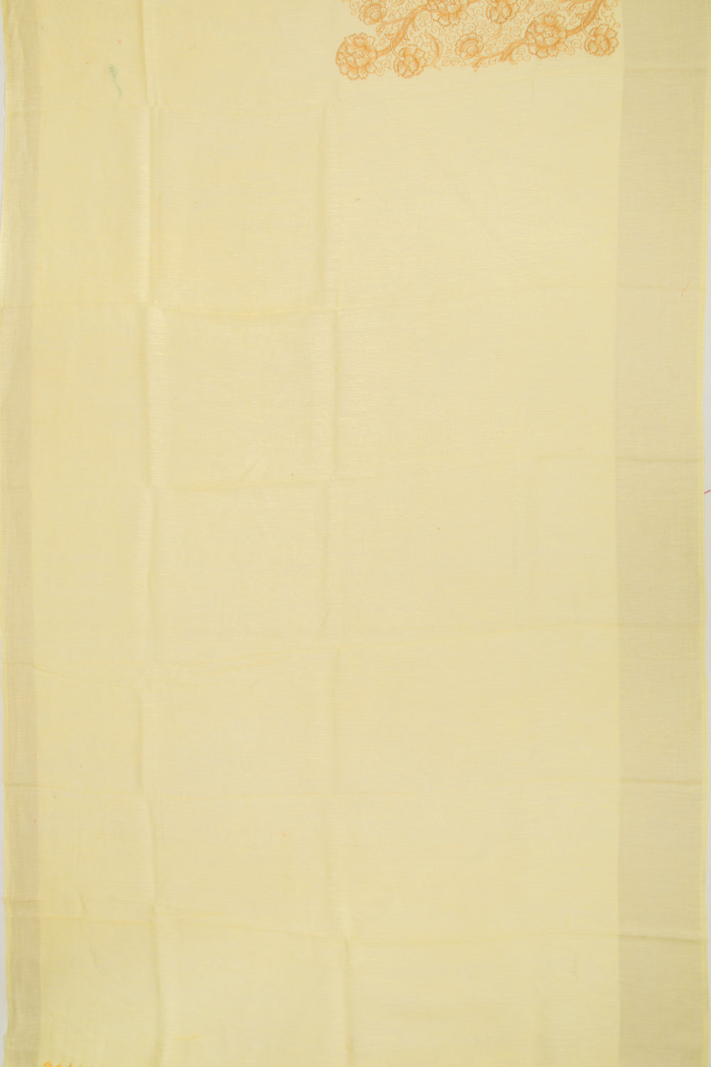 Linen Floral Embroidery Yellow Saree