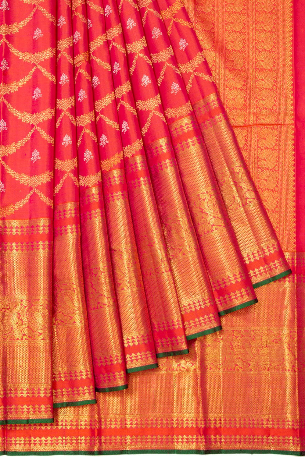 Kanchipuram Silk Jaal Red Saree