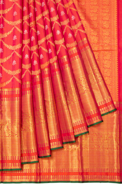 Kanchipuram Silk Jaal Red Saree