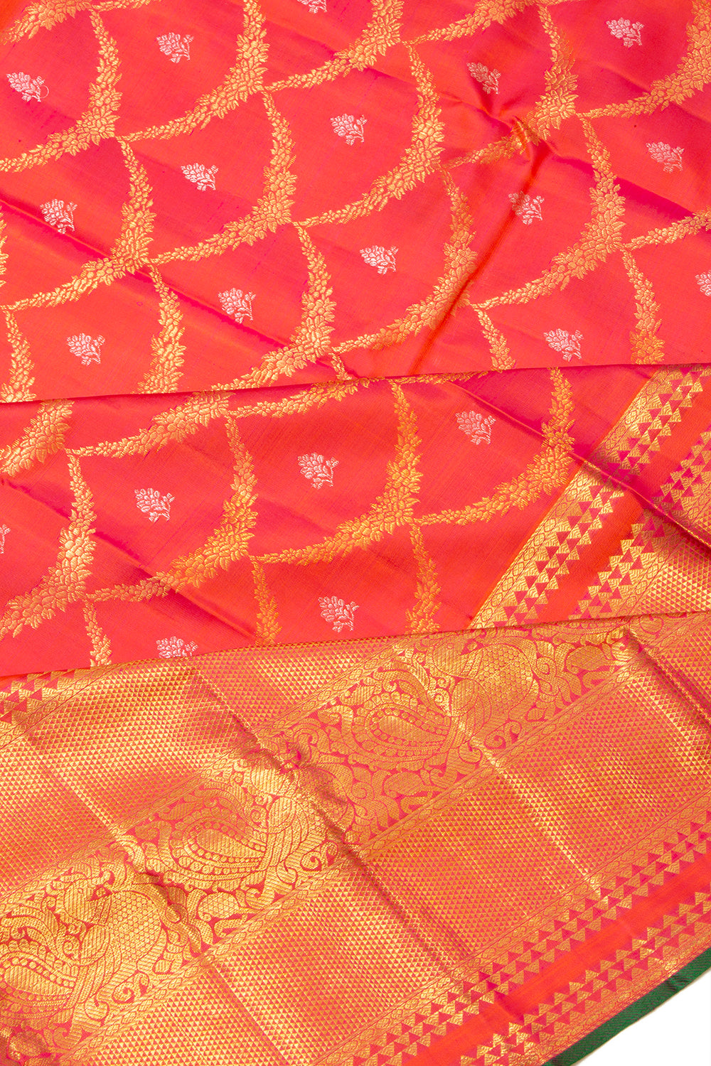 Kanchipuram Silk Jaal Red Saree