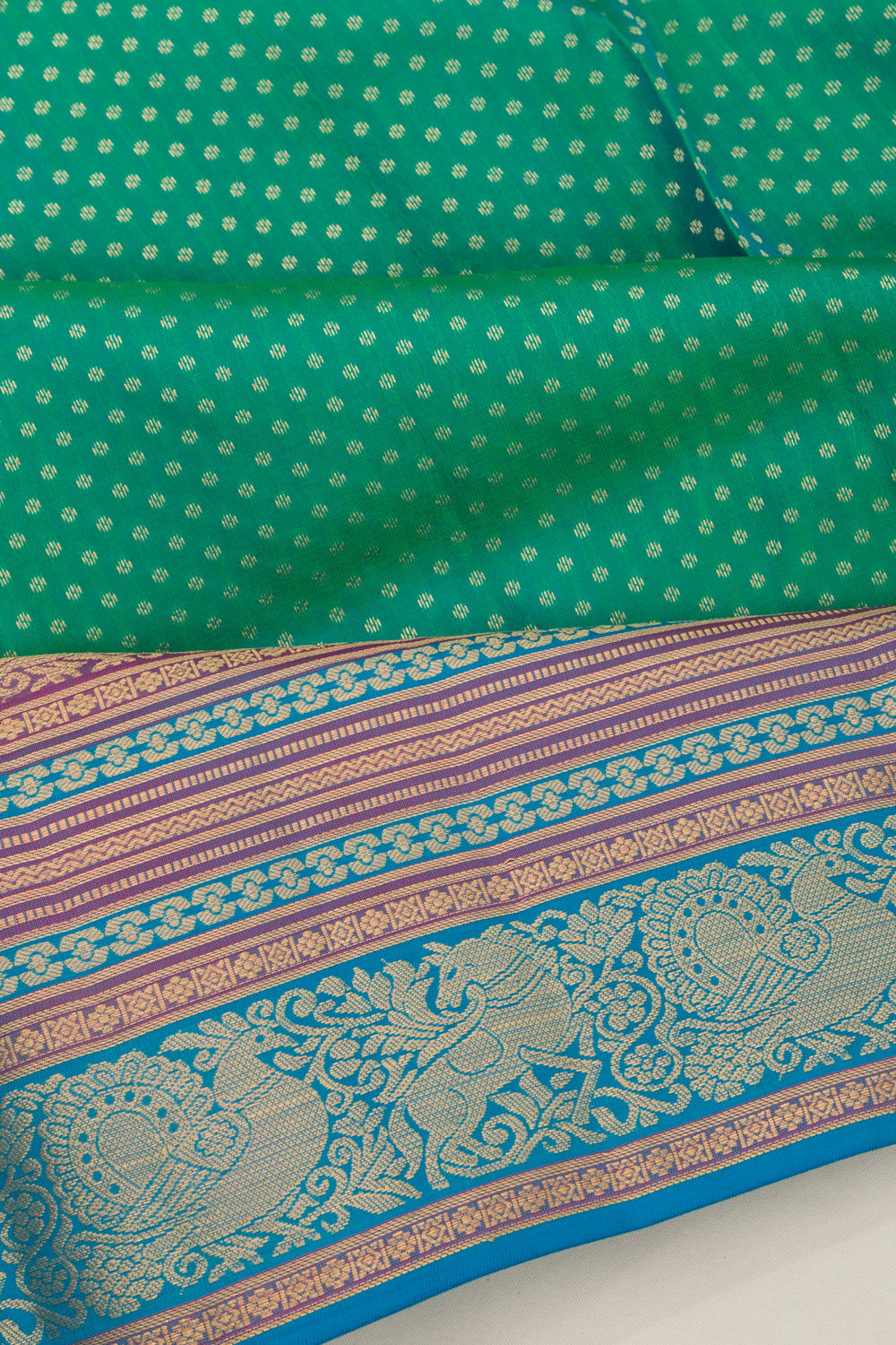 Coimbatore Silk Brocade Sea Green Saree