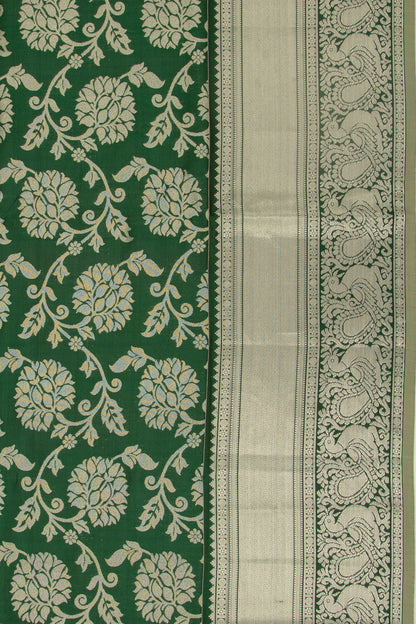 Taranga Kanchi Silk Jaal Bottle Green Saree