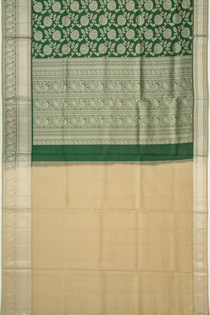 Taranga Kanchi Silk Jaal Bottle Green Saree