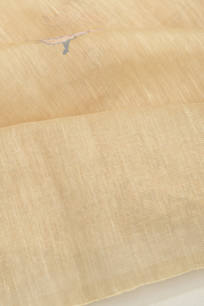 Linen Embroidery Butta Beige Saree