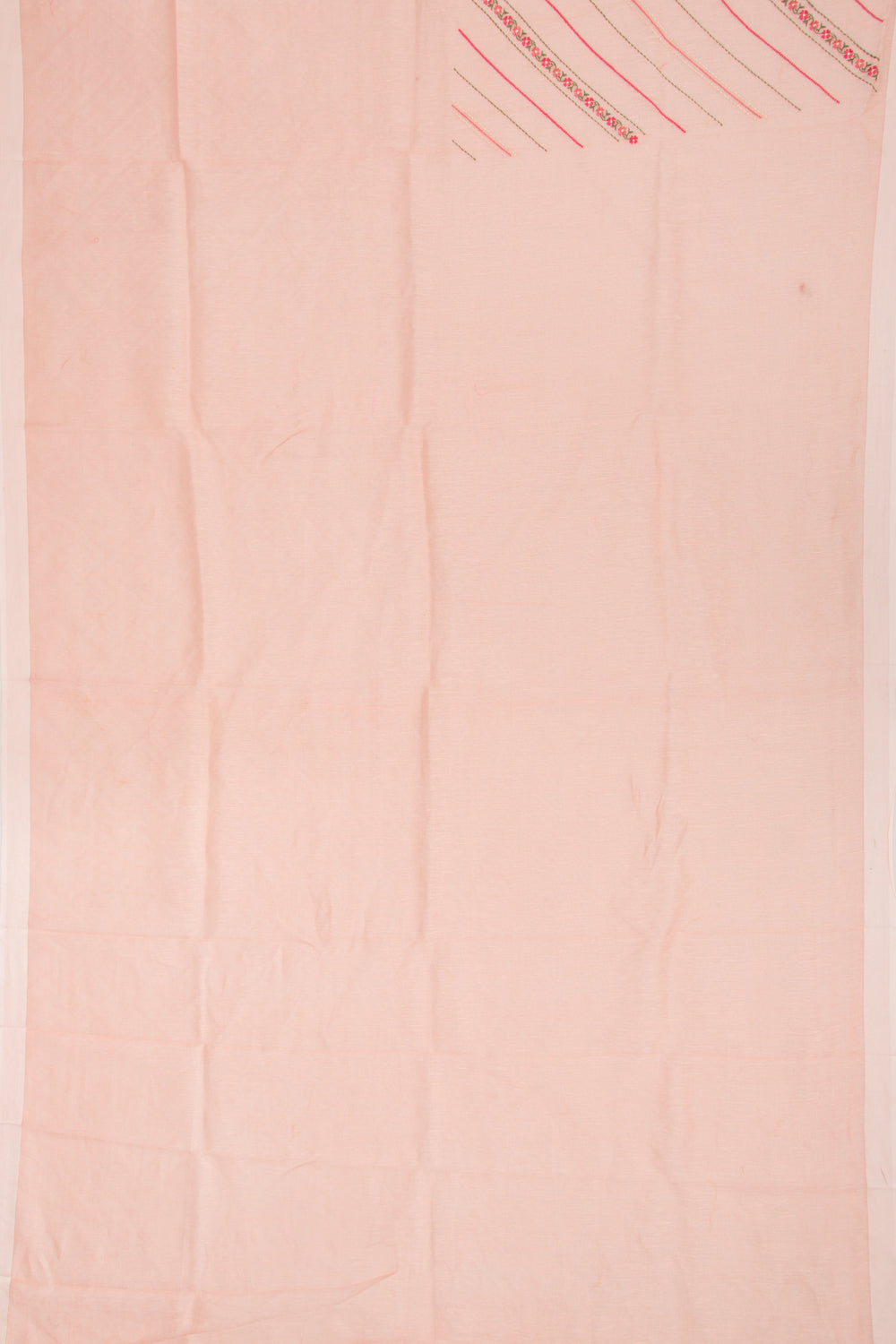 Linen Embroidery Lines Peach Saree